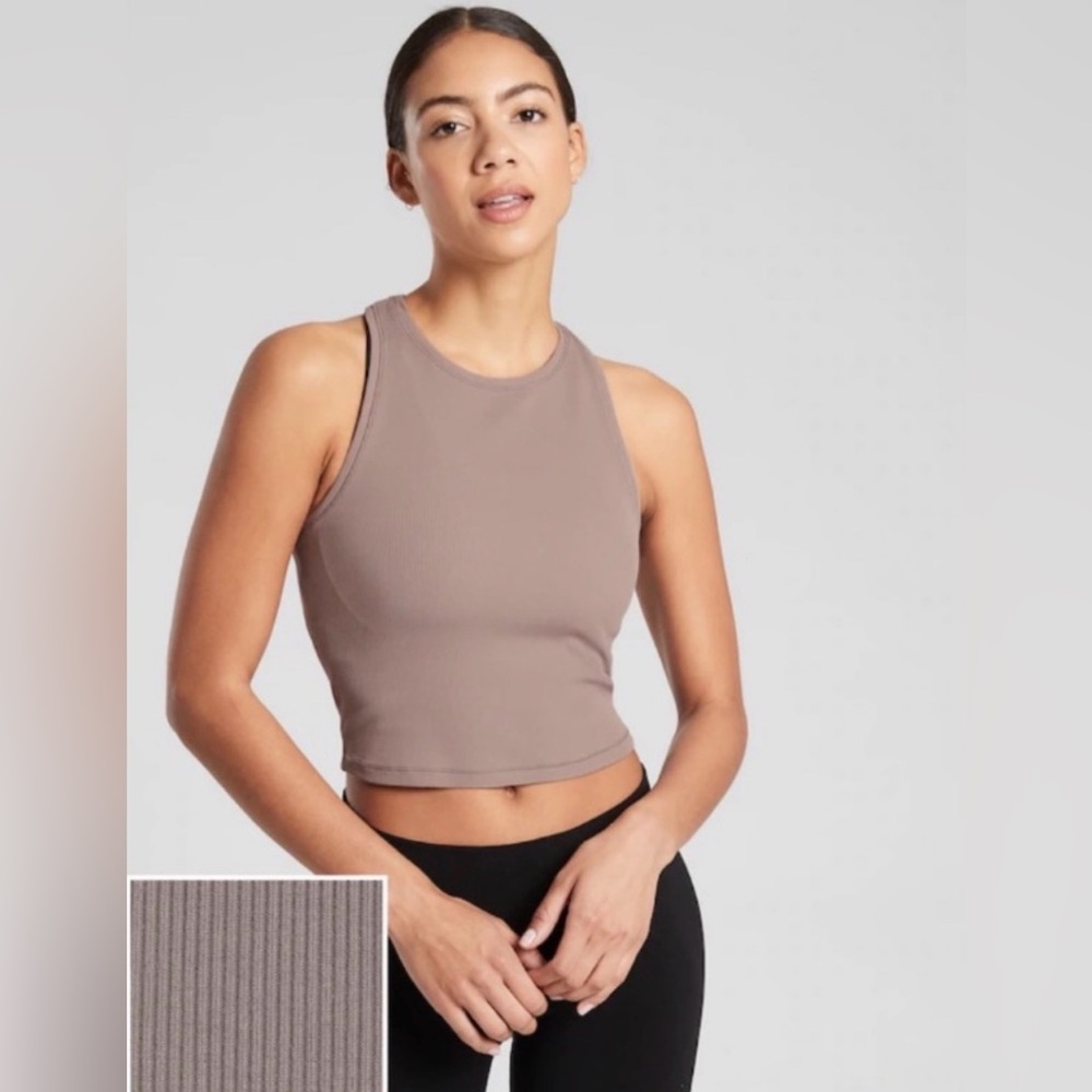 Athleta Rib Shanti Crop Tank Size Small
color Toupe/Brown